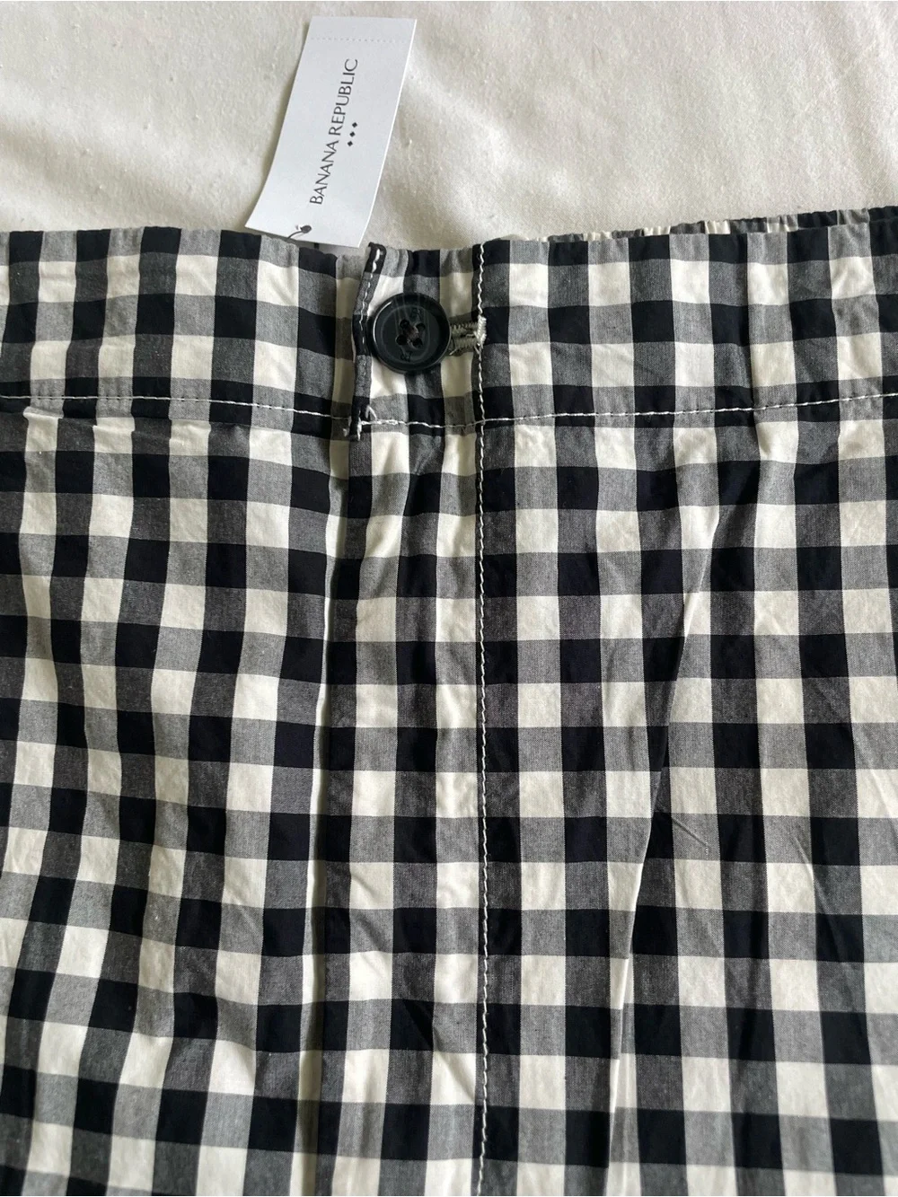 Banana Republic Black & White Gingham Flat Front Shorts